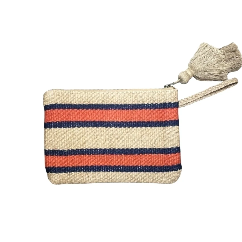 J.JILL Jute Wristlet Clutch with Tassel Striped Multi Color - Picture 1 of 5